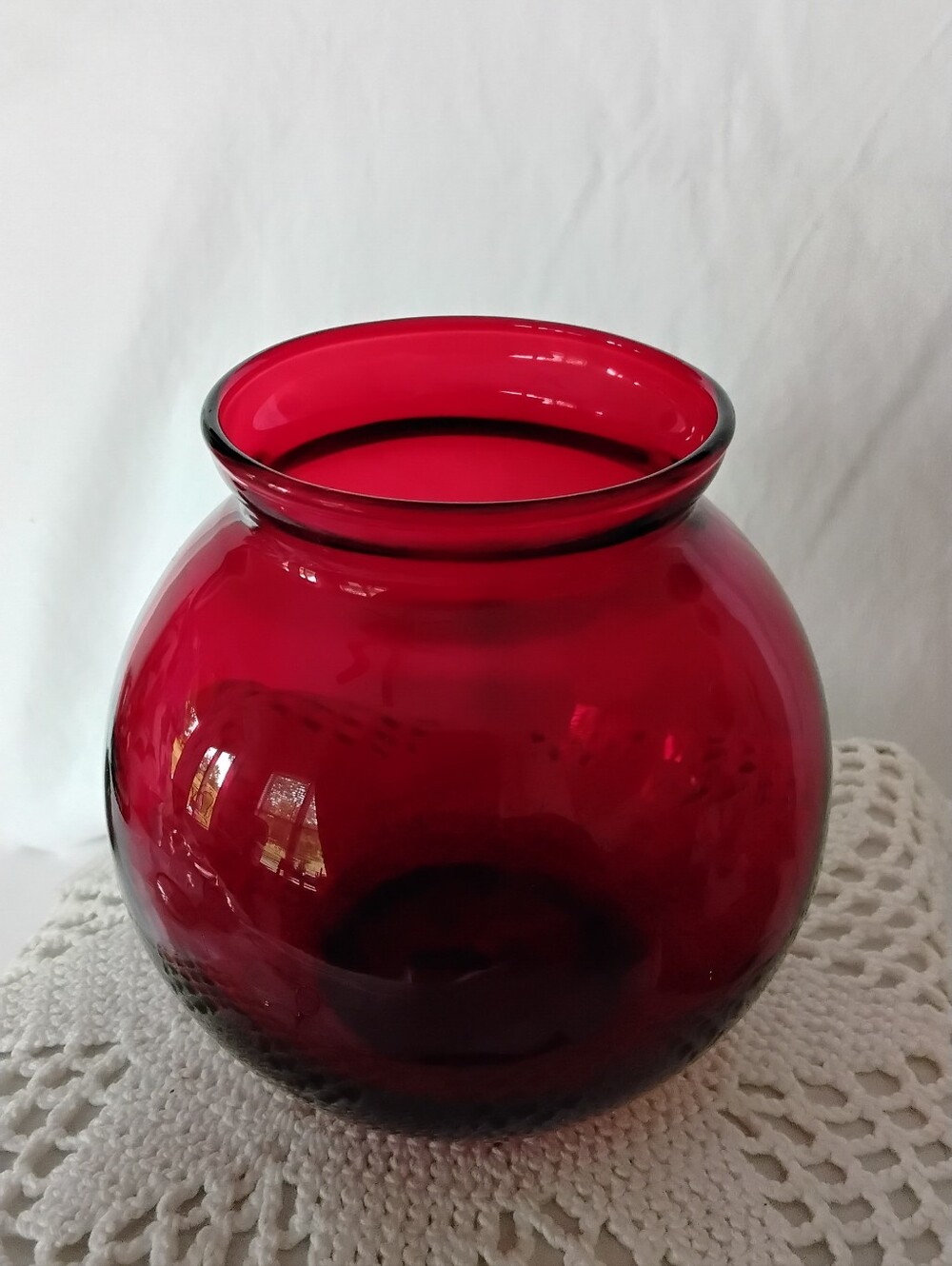 Vtg Anchor Hocking Royal  Ruby Glass Round Vase - Home Accents
